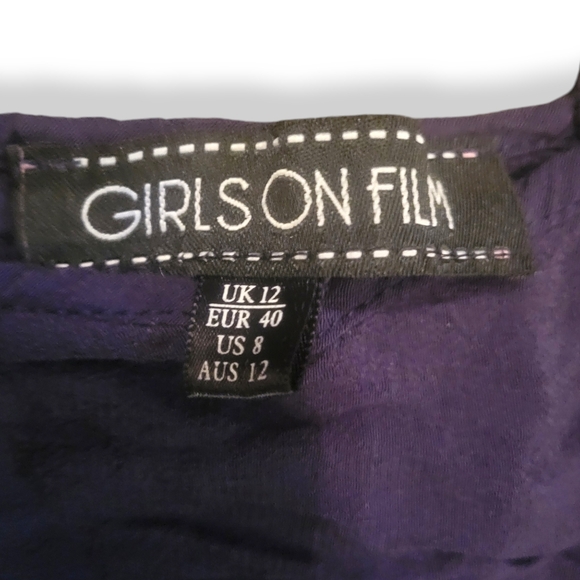 GIRLS ON FILM - Purple Ballerina. Dress W/ Lace & Criss Cross Spaghetti Straps - Picture 7 of 9